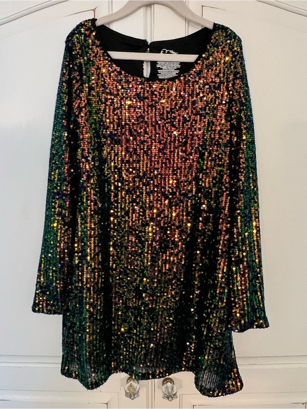 Girls Emerald Green Sequin Party Dress - Sparkling Long Sleeve